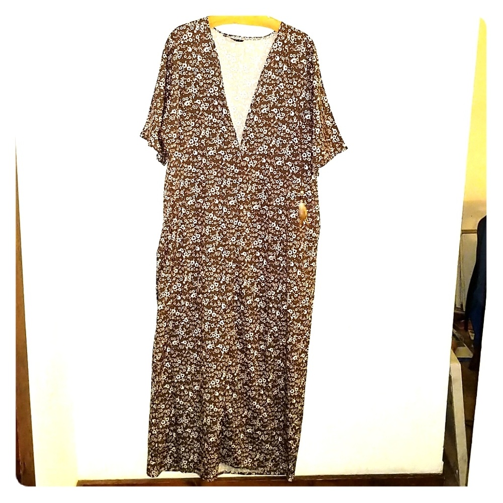 Bohemian plunge neck long dress / cover up
